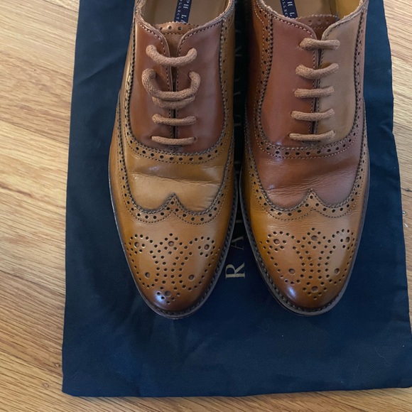 RALPH LAUREN Wingtip Oxford Loafer Shoes - Size 8.5 B - Made in Italy - Picture 6 of 14